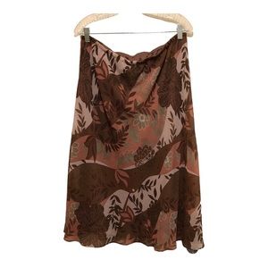 A-Line Elasticated Waistline Midi Skirt Women's Size 16 W Tan/Brown Multicolor